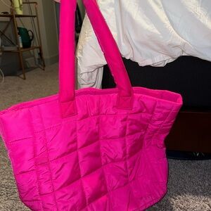 Pink Quilted Tote Bag